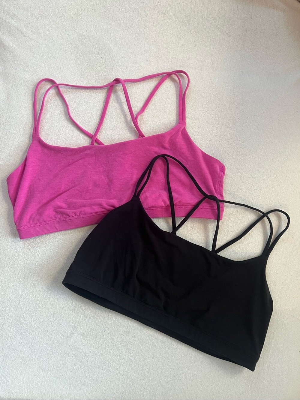 GapFit Breathe Strappy Sports Bra Bundle Black & Hot Pink XL